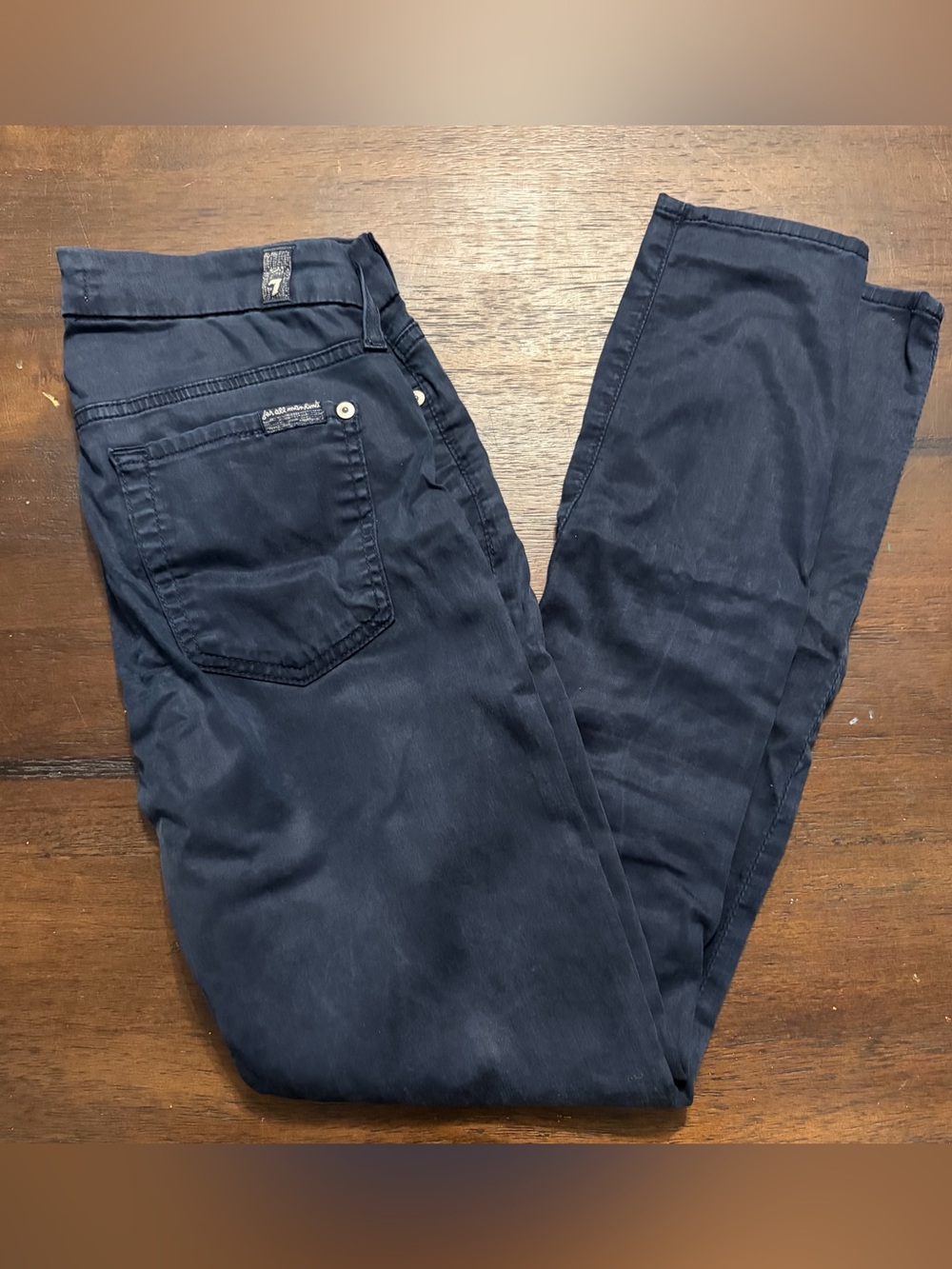 7 For All Mankind b(air) Denim Skinny Jeans in Deep Navy Blue Kimmie Straight